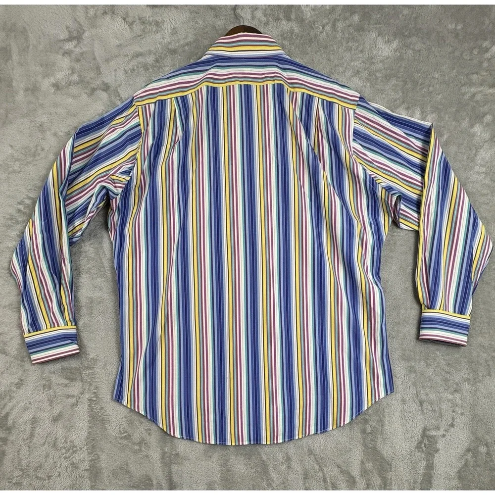Polo Ralph Lauren Shirt Mens Large Striped Colorful‎ Long Sleeve Button Down